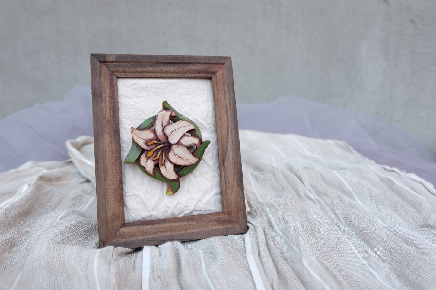 Wood Craft Lily Brooch