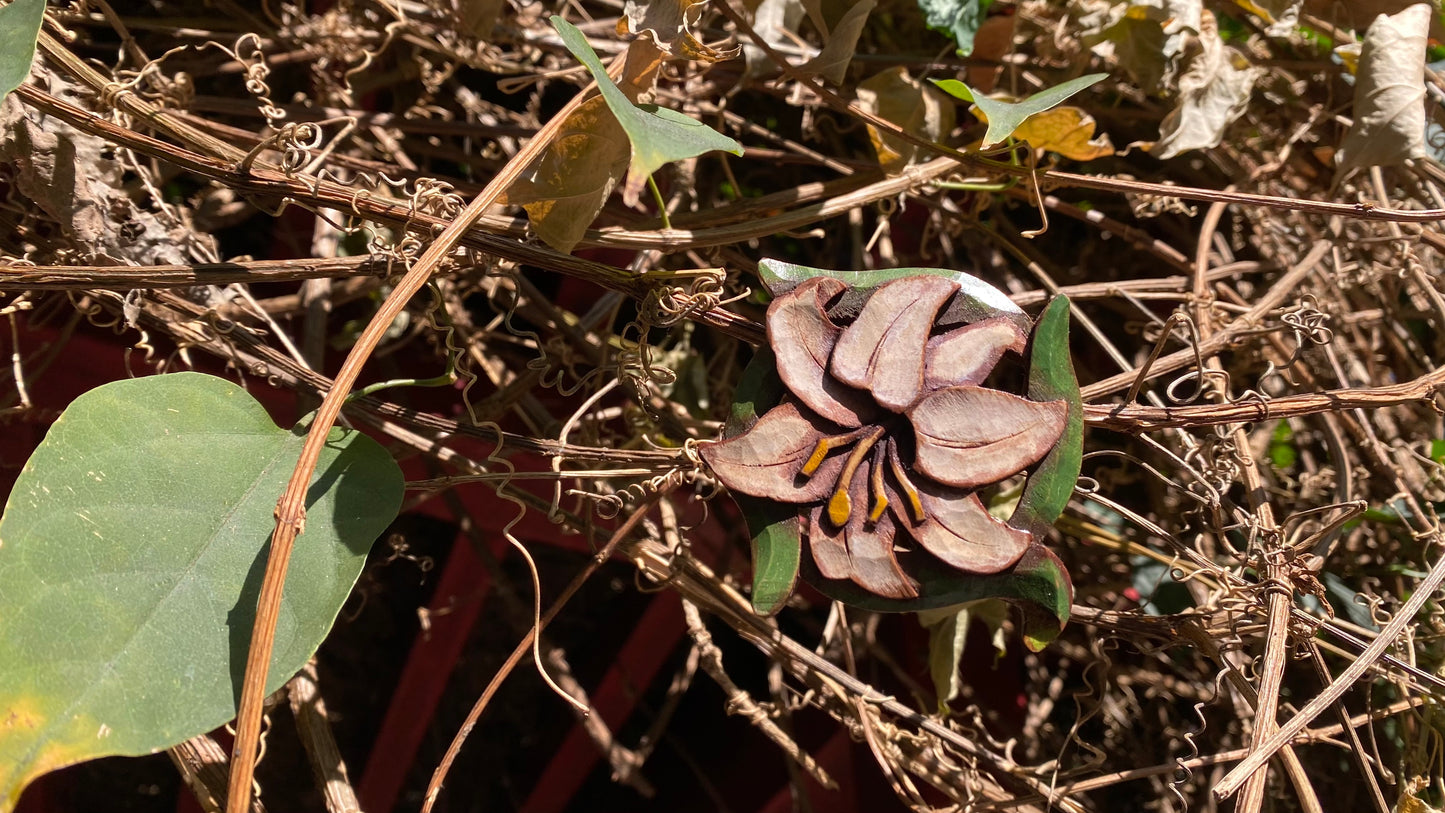 Wood Craft Lily Brooch