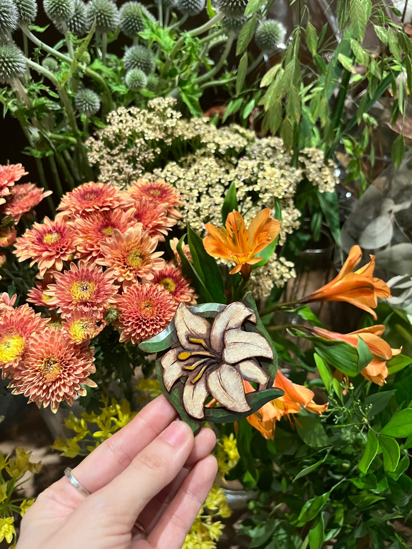 Wood Craft Lily Brooch