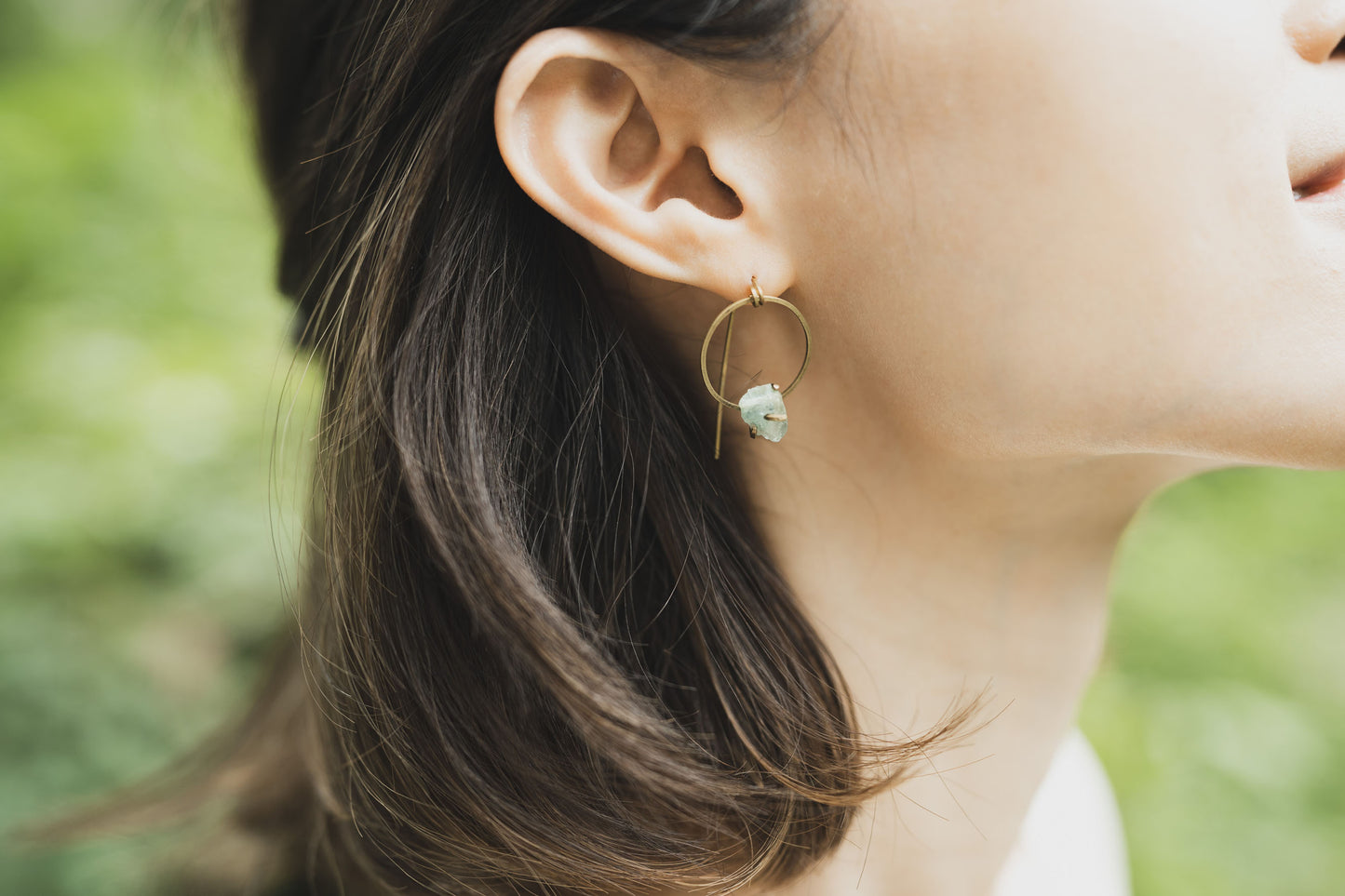 Prussian Blue | Raw Stone Circle Earrings