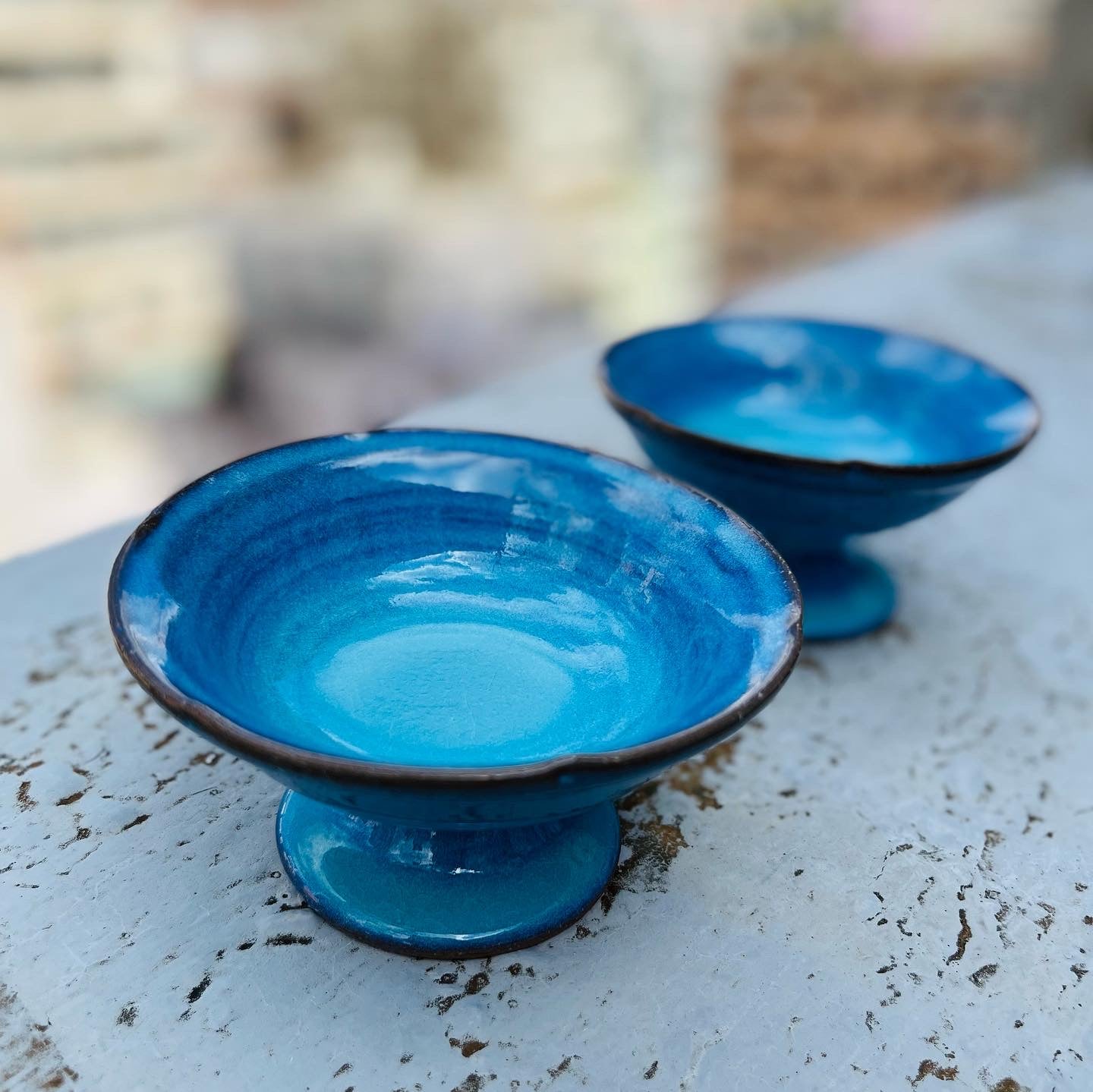 御浜焼藍釉高腳皿 Mihamayaki High-foot Bowl