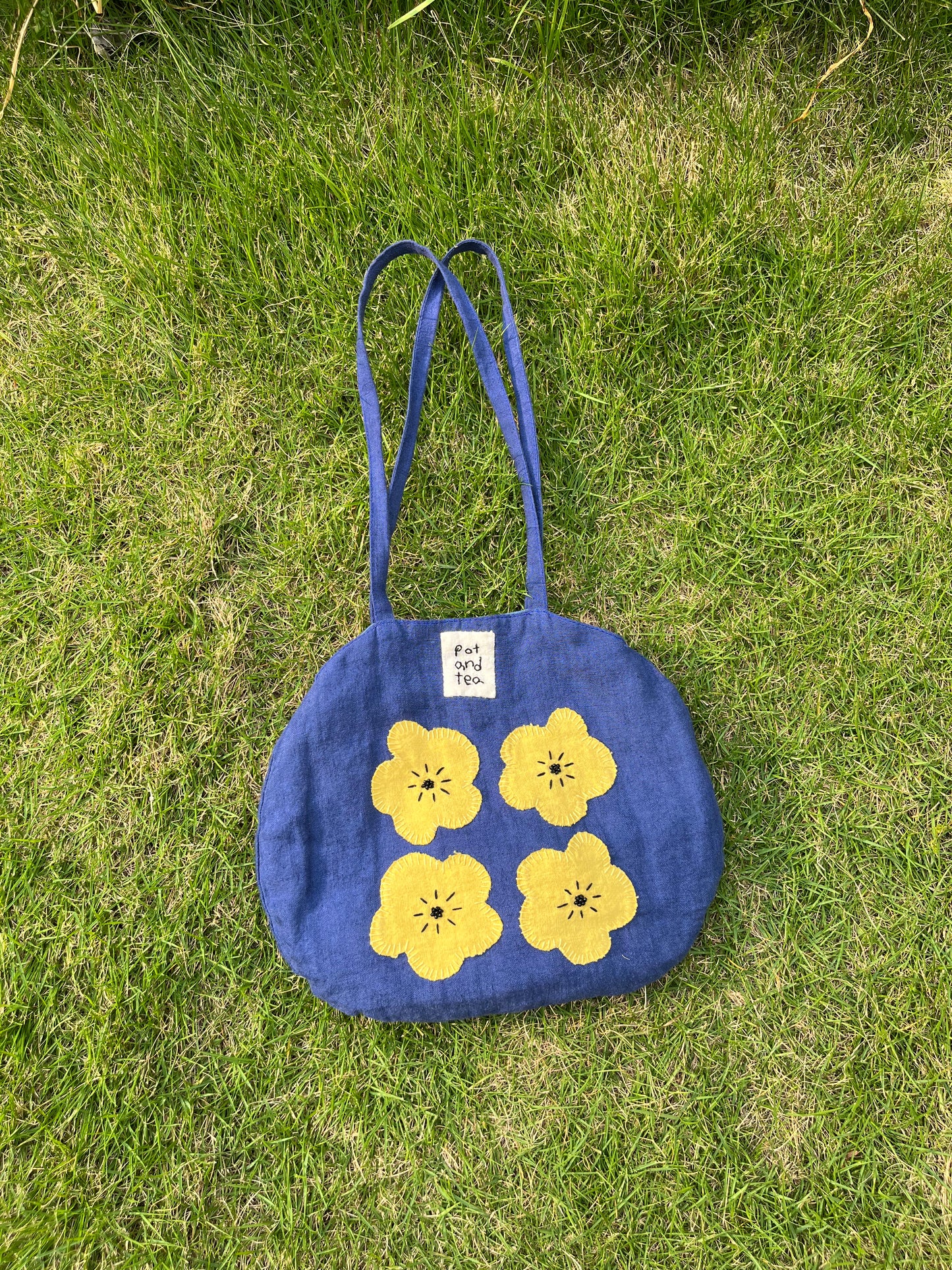 Patched Flowers Mini Circle Tote