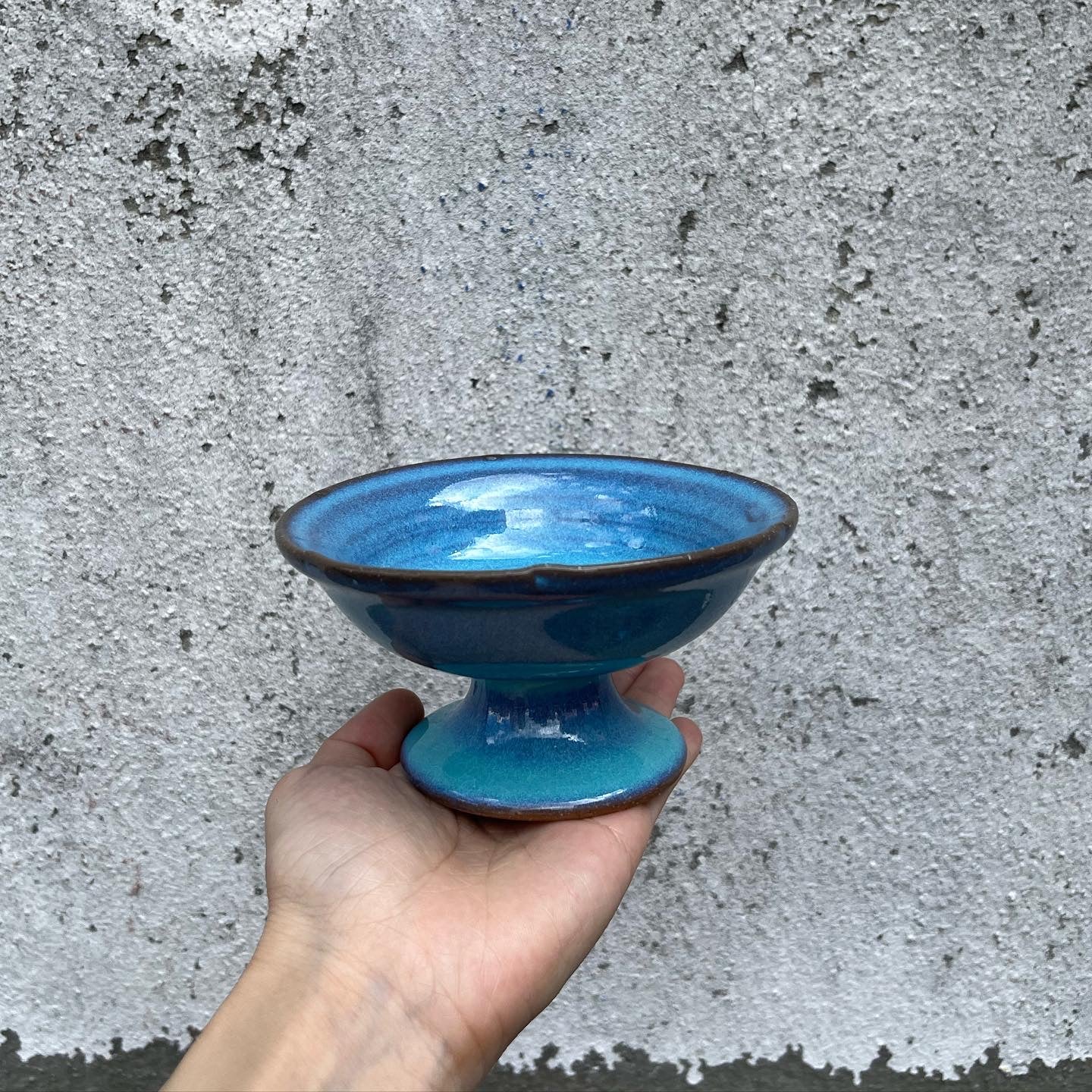 御浜焼藍釉高腳皿 Mihamayaki High-foot Bowl