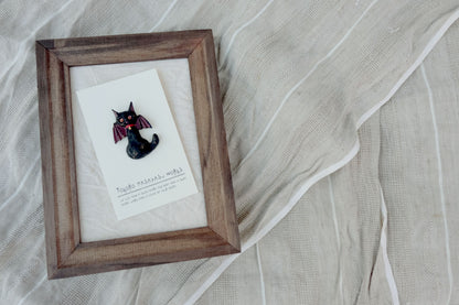 Bat Cat Resin Brooch