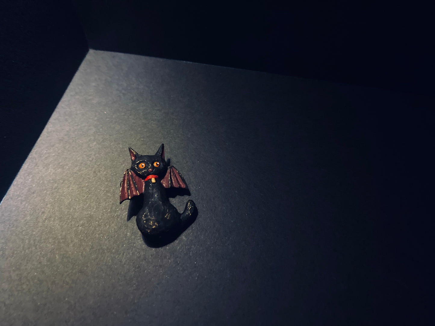 Bat Cat Resin Brooch